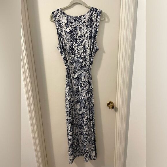 NWT Chico’s Tropical Mix Brandi Maxi Dress Braided Belted Stretch Sz 3 - Picture 2 of 10